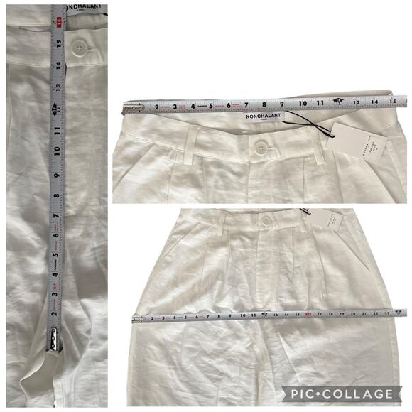 Nonchalant Label Fabi Pleated Front High Rise Wide Leg Pants White Size XL NEW - Picture 11 of 15